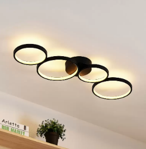 Lindby LED-loftlampe Evangeline, sort, aluminium, 88 cm