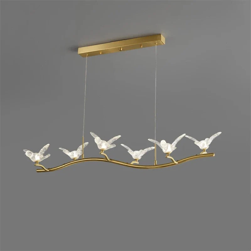 Luksus moderne krystallysekrone med LED-fuglelampe