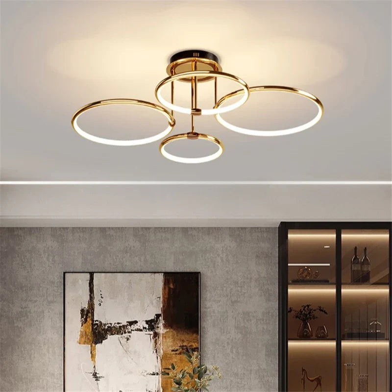 Postmoderne LED-ring lysekrone til nordisk moderne indretning