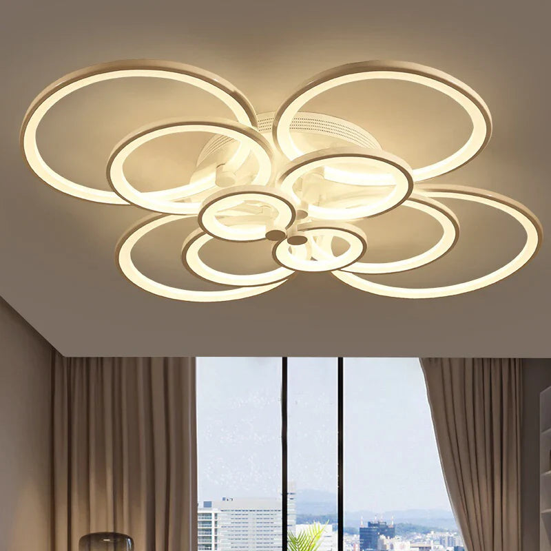 Moderne designerlysekrone med lysende cirkler
