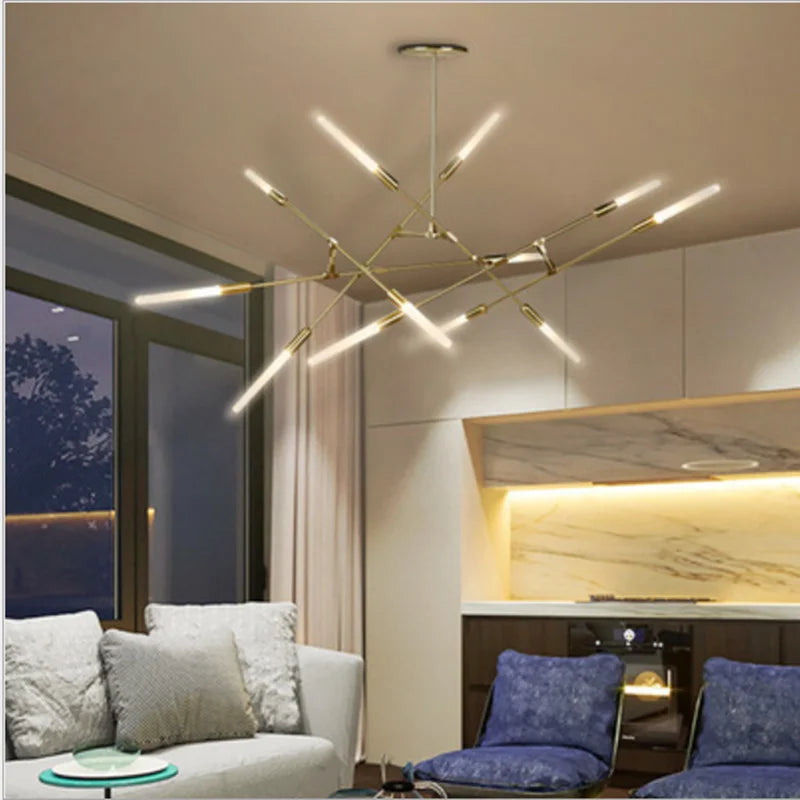 Designlampe med flere jernhoveder til moderne belysning
