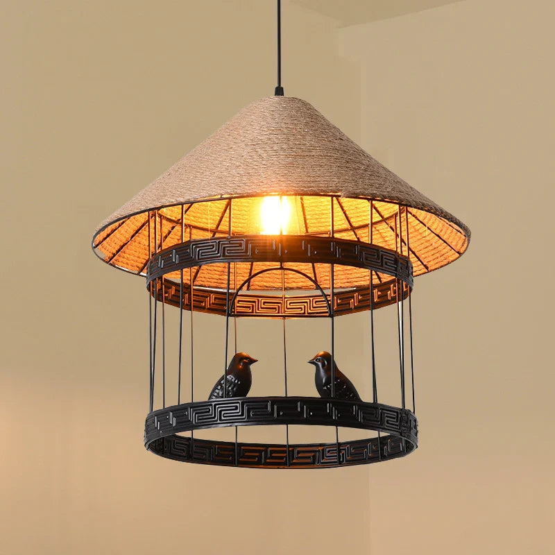 Industriel loft-stil fuglebur lysekrone