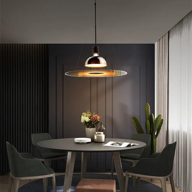moderne italiensk design rund flyvende tallerken lysekrone