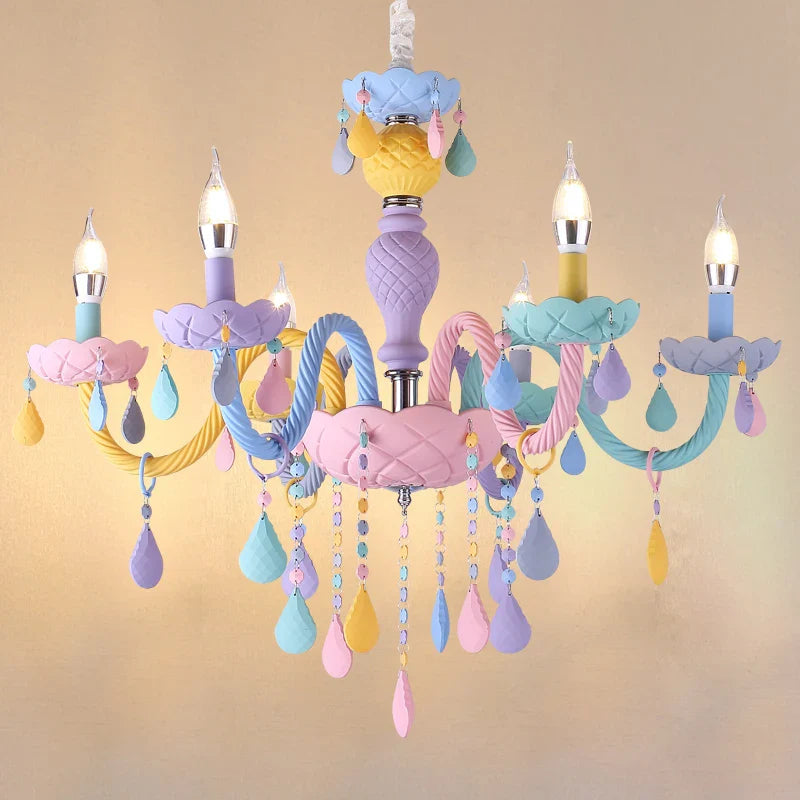Regnbue lysekrone til børn macaron-stil kawaii LED