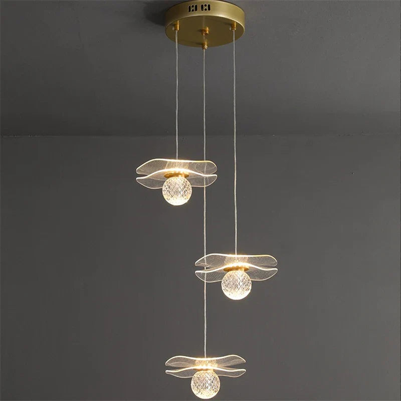 Moderne LED-loftslampe i kobber, lotusdesign