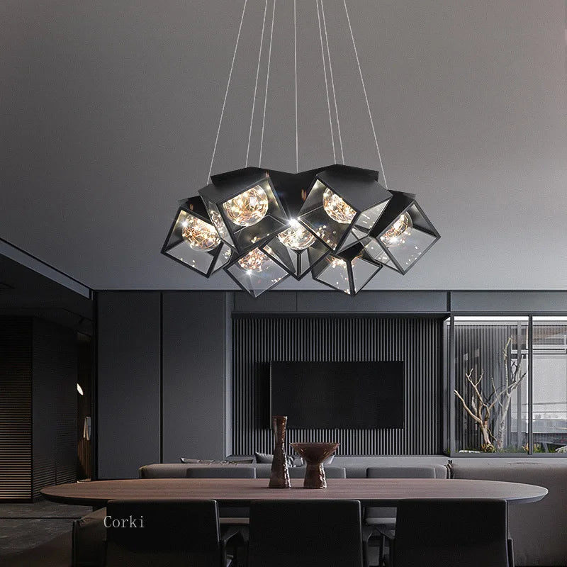 Moderne designer LED lysekrone geometrisk indendørs dæmpbar lysarmatur