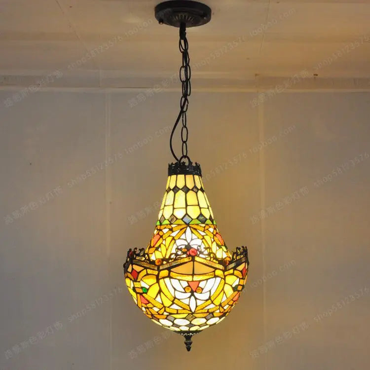 Kreativ retro Tiffany-glas lysekrone til café, bar, trappe