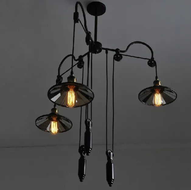 Vintage loft pendellampe med remskive til boligindretning