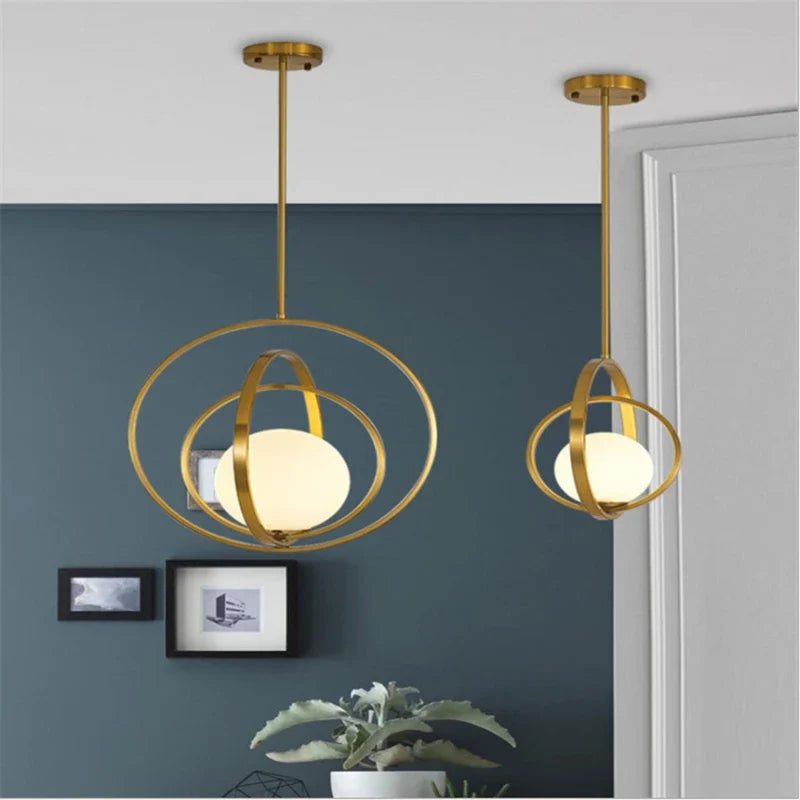 Nordisk minimalistisk rundt glas pendel luksusdesign