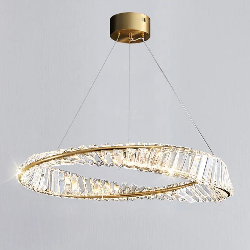 Luksus moderne krystalring-pendellampe