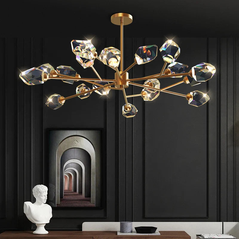 Moderne elegant lysekrone i Sputnik-krystal