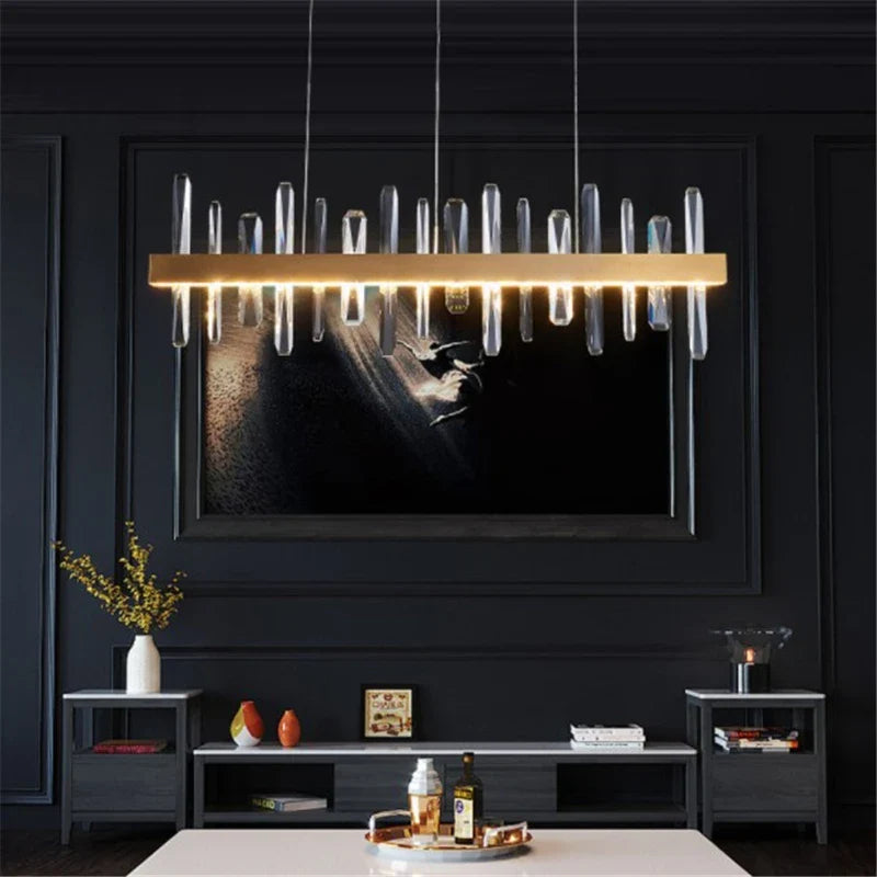 Art deco lysekrone i k9 krystal med LED-lys