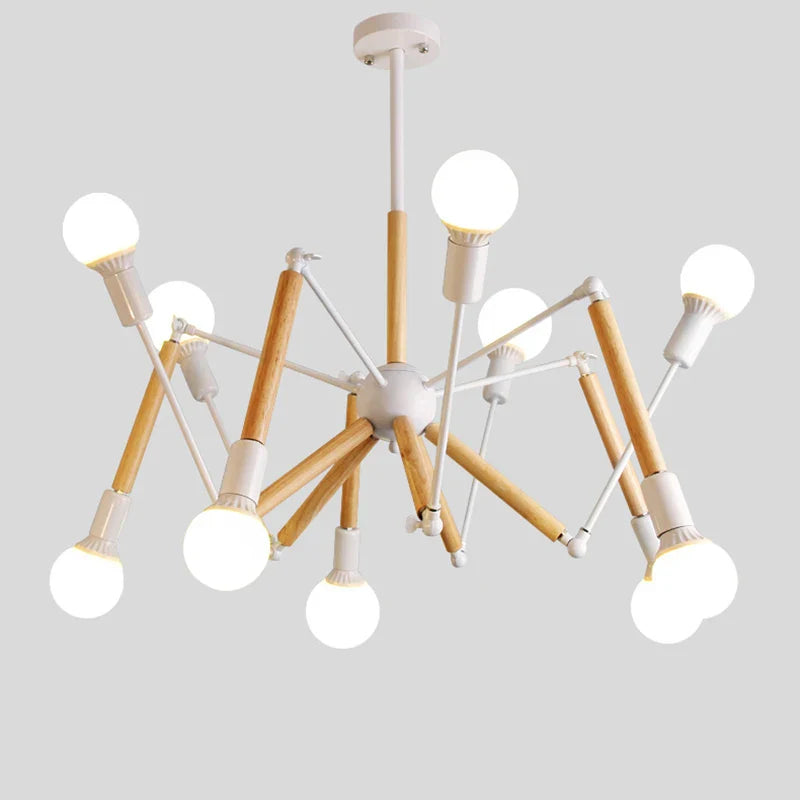 Massivt træ lysekrone moderne stil kreativ postmoderne edderkoppelampe