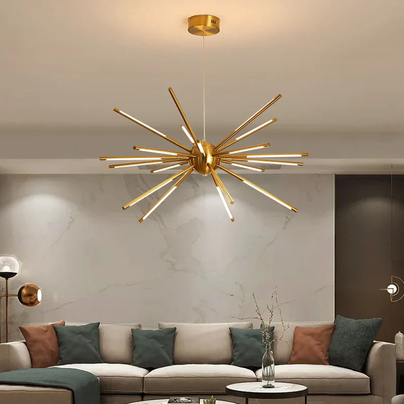 vintage design Sputnik lysekrone med jernarme
