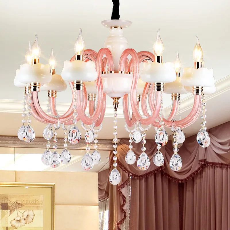 Moderne krystallysekrone med kreativ LED-belysning