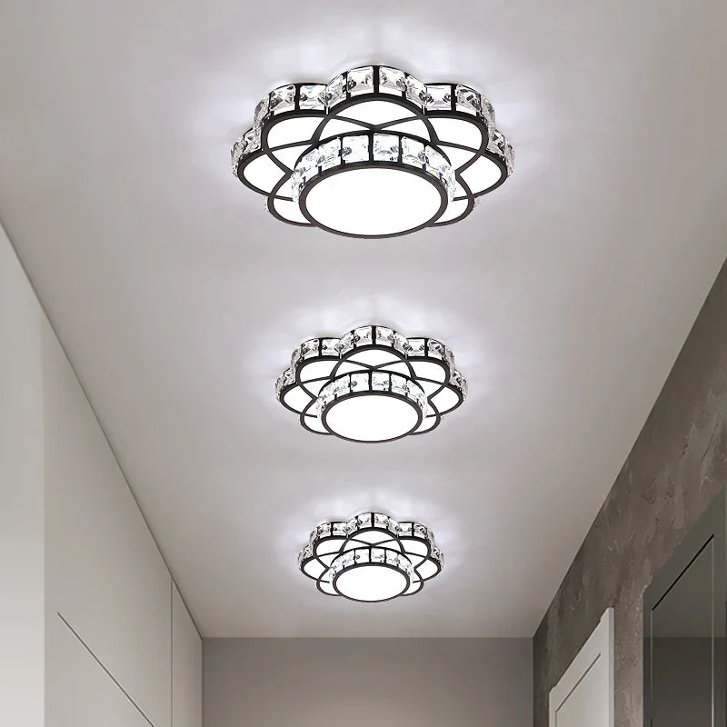 Krystal-LED-loftlampe luksuslysekrone blomster dekorativ belysning