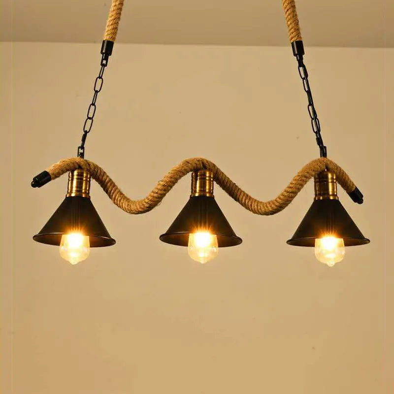 Vintage industriel loft pendel i hamptov med tre hoveder