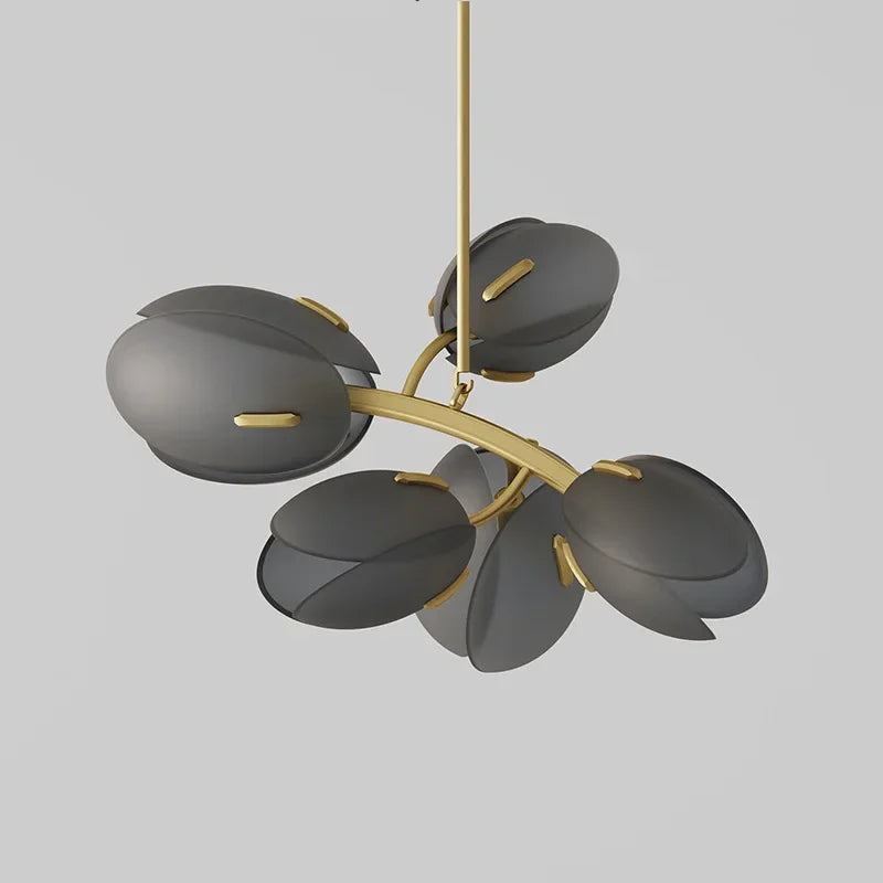 Moderne minimalistisk lysekrone i pink glas med elegant design