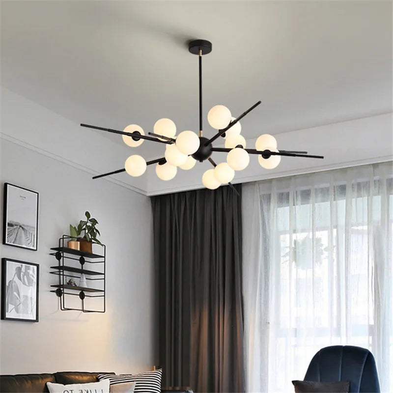 Bauhaus design glaskugle lysekrone til moderne belysning