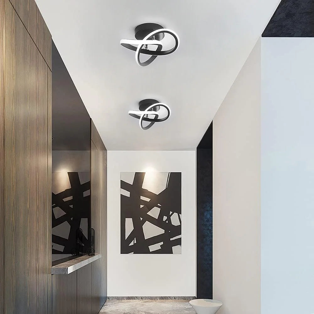 Moderne LED-loftlampe 22W 2500LM – Sort lysekrone til soveværelse, stue og gang