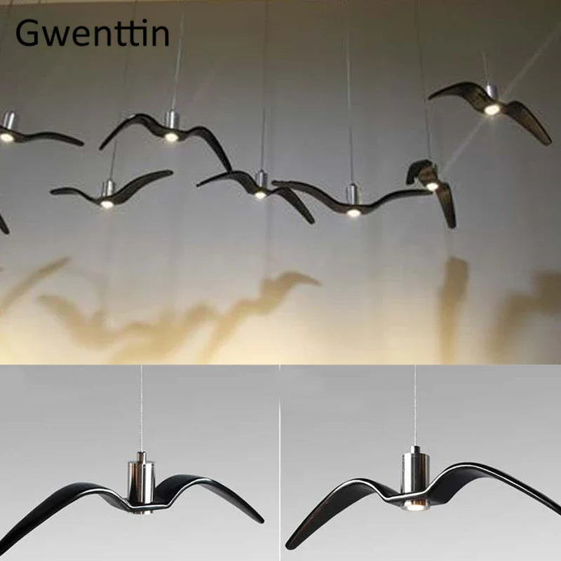Moderne mågeformet pendellampe lyst design
