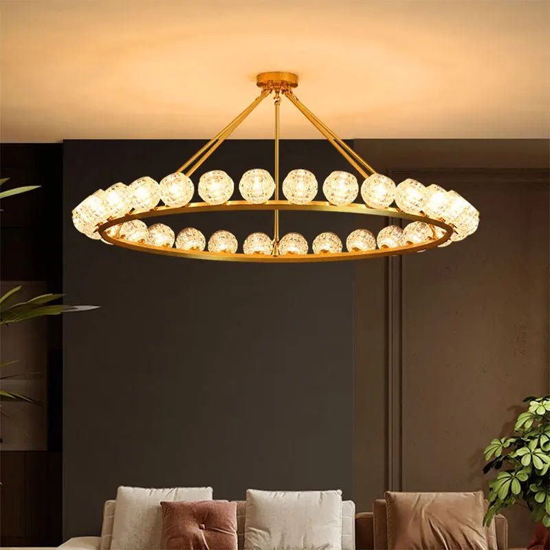 design lysekrone ring kugler moderne stuedekoration
