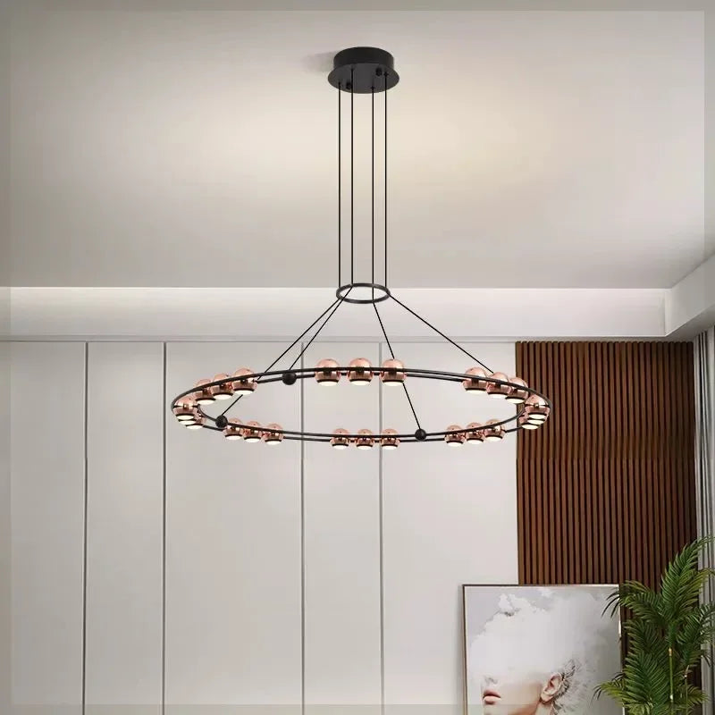 Moderne nordisk design cirkulær LED-lysekrone til elegant interiør