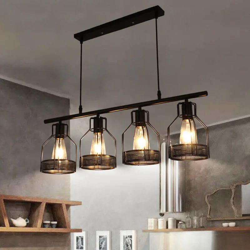 Loftlampe retro industristil 3 4 5 hoveder pendel
