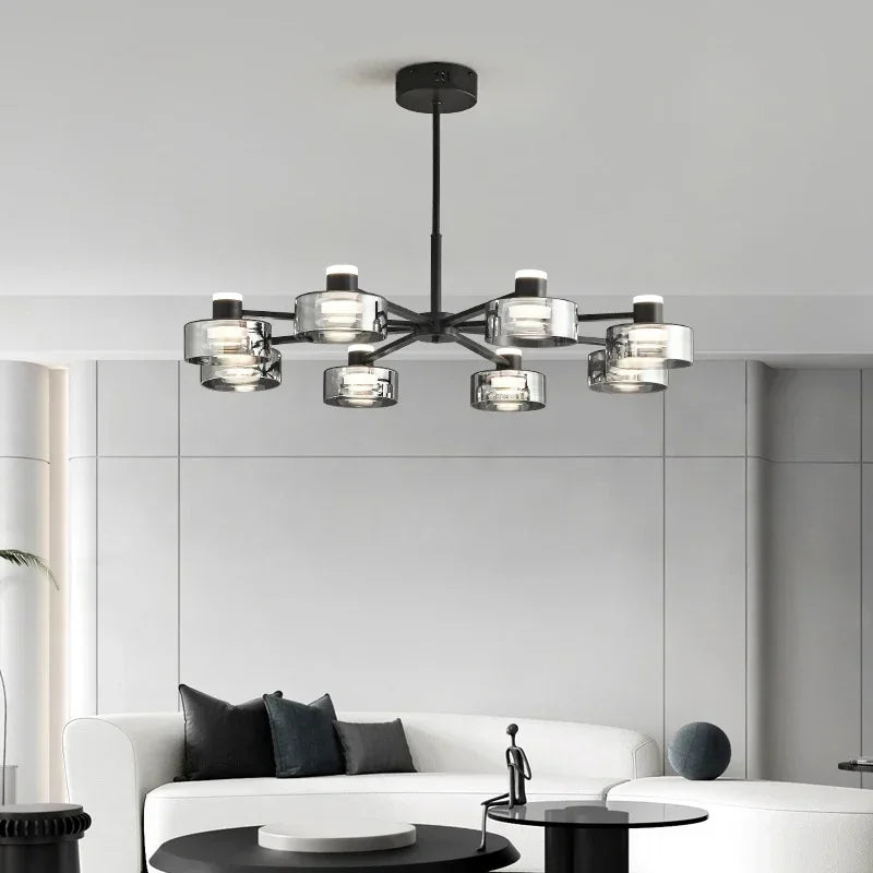 Moderne minimalistisk lysekrone i LED, glas og kobber
