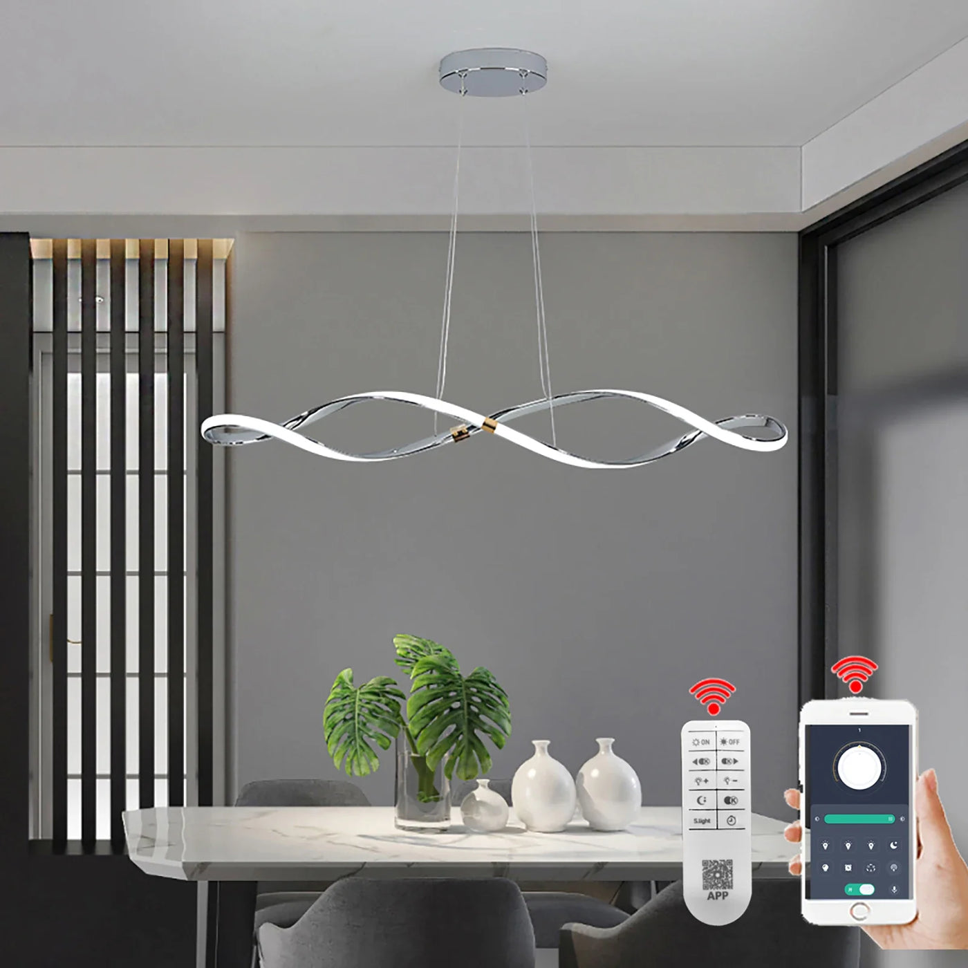 LED designer lysekrone med fjernbetjening