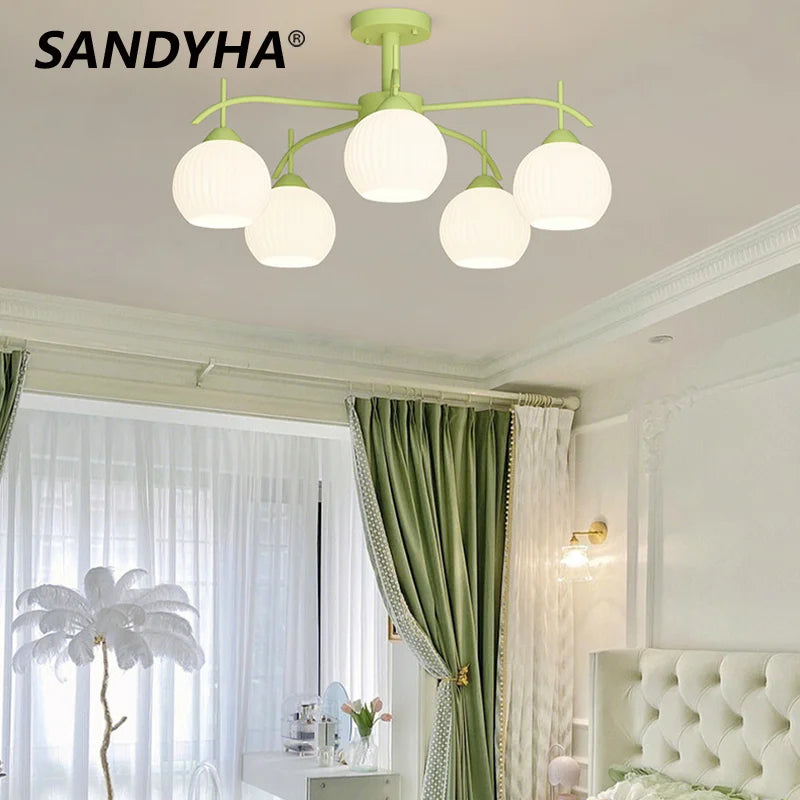 Nordisk minimalistisk LED-lysekrone Sandyha glaspendellampe