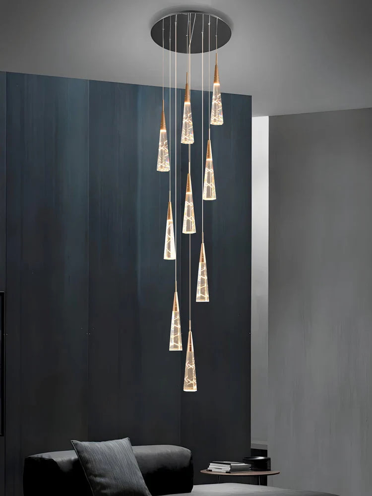 Moderne pendellampe med grene og lange LED-linjer