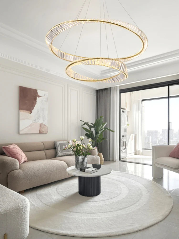 Designerlysekrone i krystal af rustfrit stål til moderne indretning