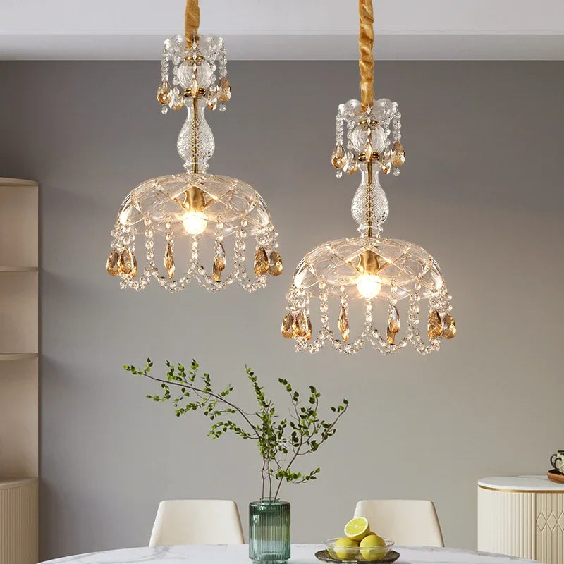 Elegant art deco LED-krystallysekrone i vintagestil