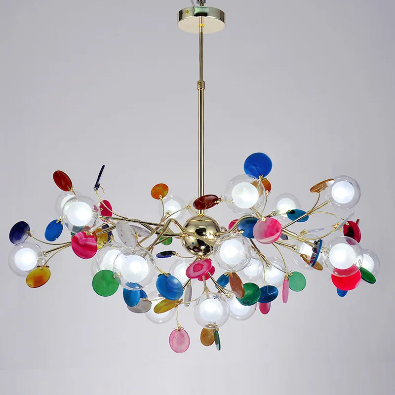 Nordisk LED-lysekrone, boble, ildflue, naturagat, romantisk