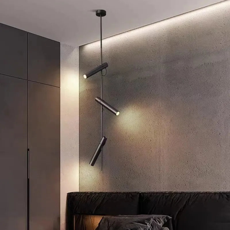 Minimalistisk roterende LED-loftlampe i jern og stål med 1/2/3 hoveder