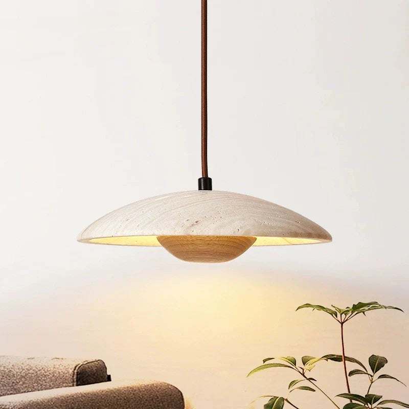 Nordisk retro lysekrone i travertin wabi-sabi LED-pendellampe