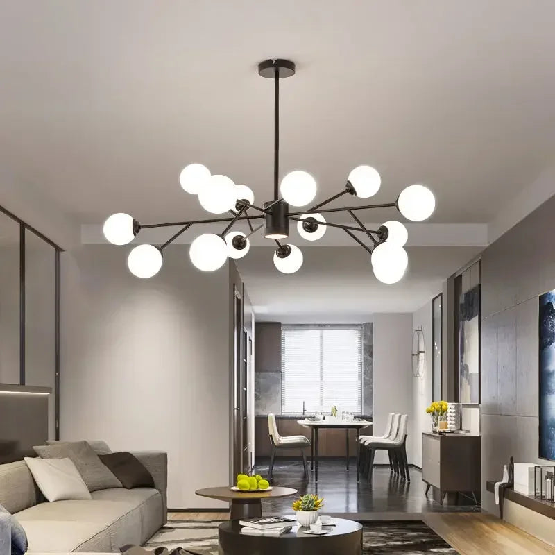 Nordisk LED lysekrone med glaskugle til pendellamper