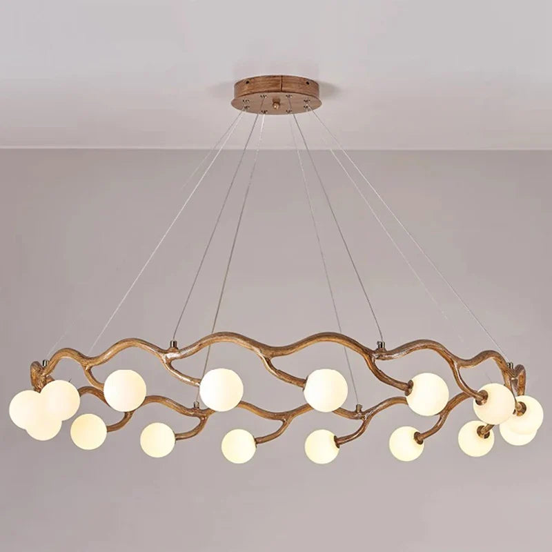 Design LED lysekrone med trægrene, moderne dekorativt indendørs design