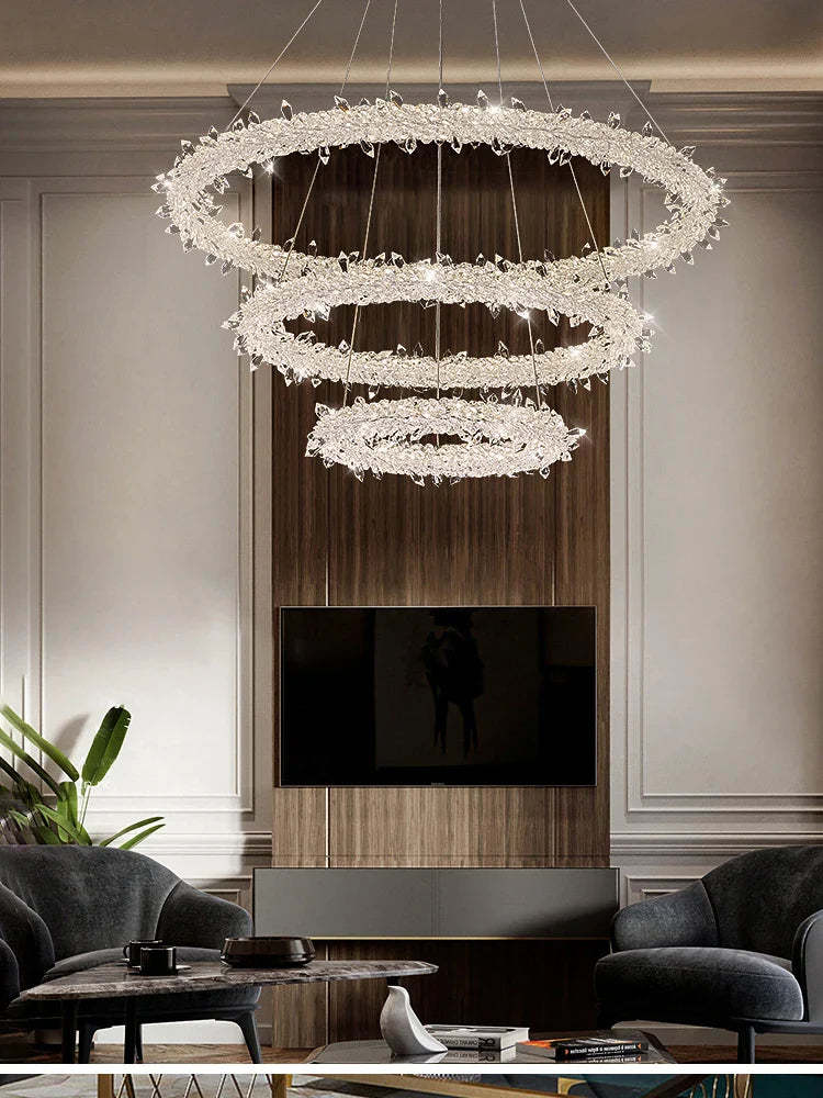 Luksuriøs iskrystal-lysekrone, elegant pendellampe