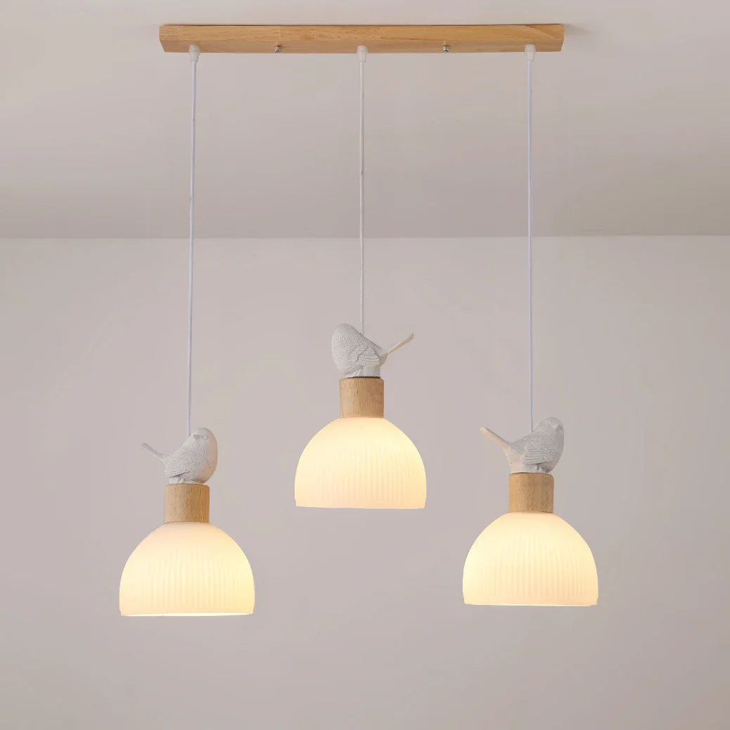 LED-træpendellampe med hvid glasskærm