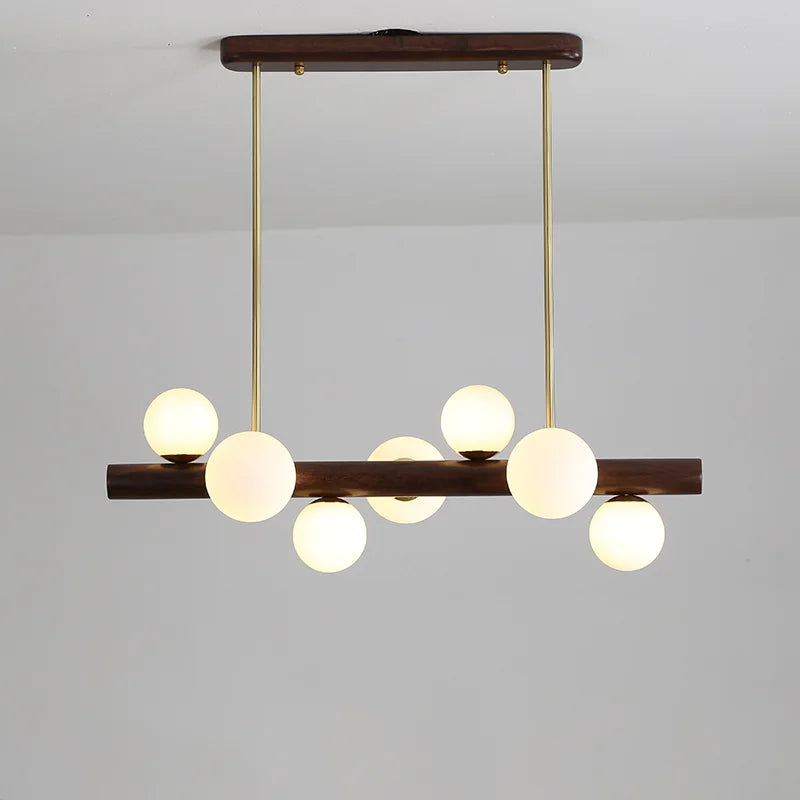 moderne lysekrone træ gummi valnød enkel stil minimalistisk dekoration