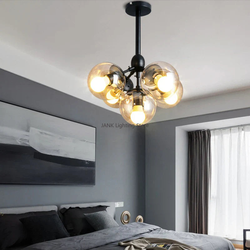 Kreativ industriel retro-stil lysekrone med bønneglas LED