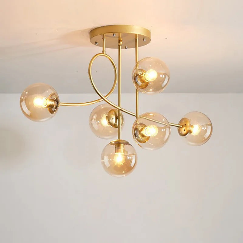 Nordisk minimalistisk LED lysekrone i guld, moderne magisk bønne