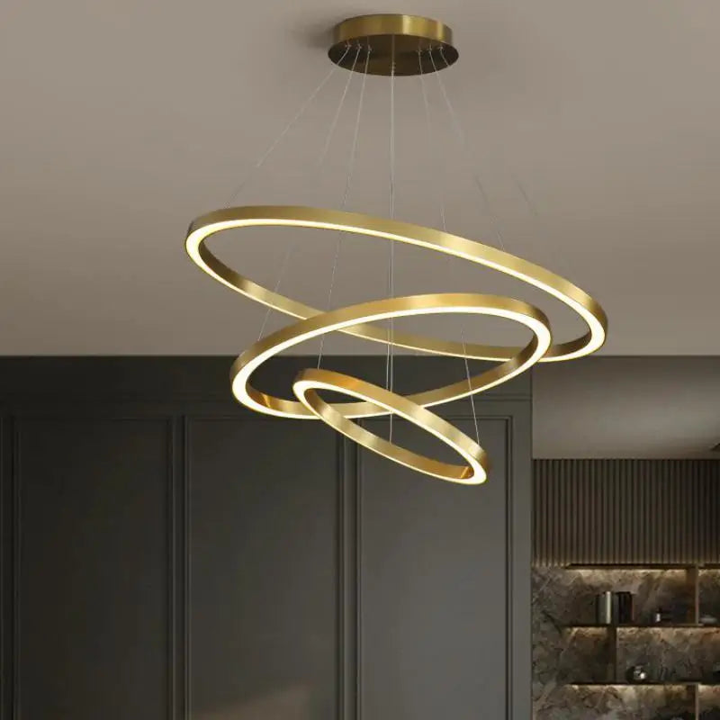 Nordisk LED-lysekrone, cirkulær, til luksuriøs indretning