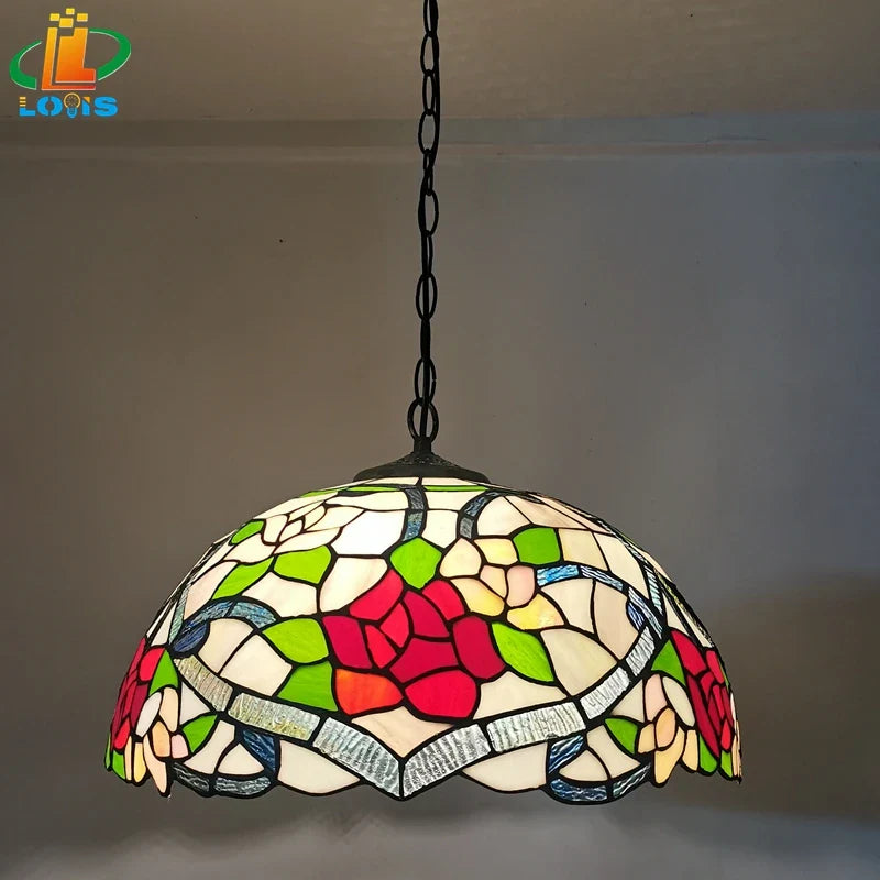 Vintage designer lysekrone i blomstret glas
