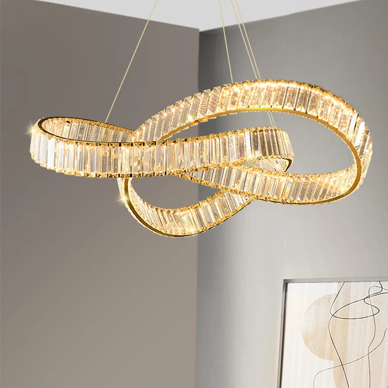 Moderne minimalistisk LED-spiralkrystal-hængelampe