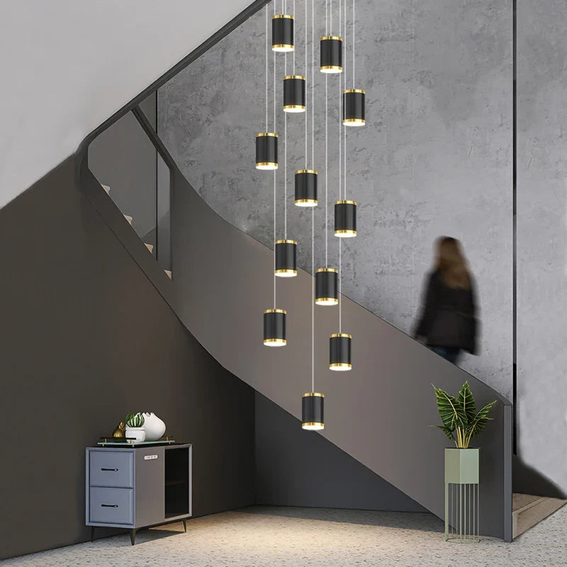Moderne LED-lysekrone til trapper og moderne interiør