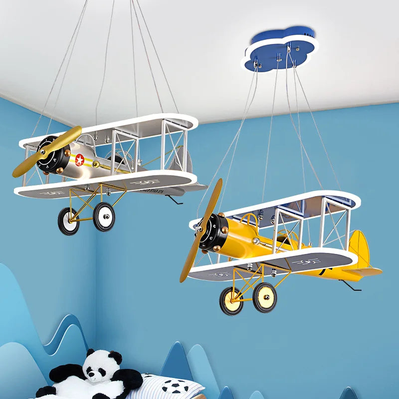 Kreativ lysekrone, flyvemaskine/helikopter, til moderne børneværelse