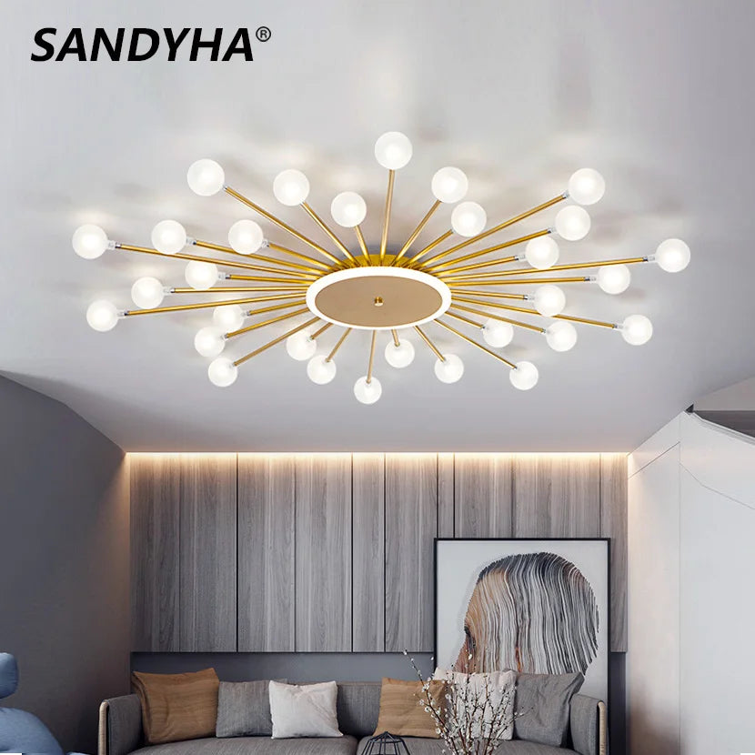 sandyha moderne metal lysekrone med glaskugle